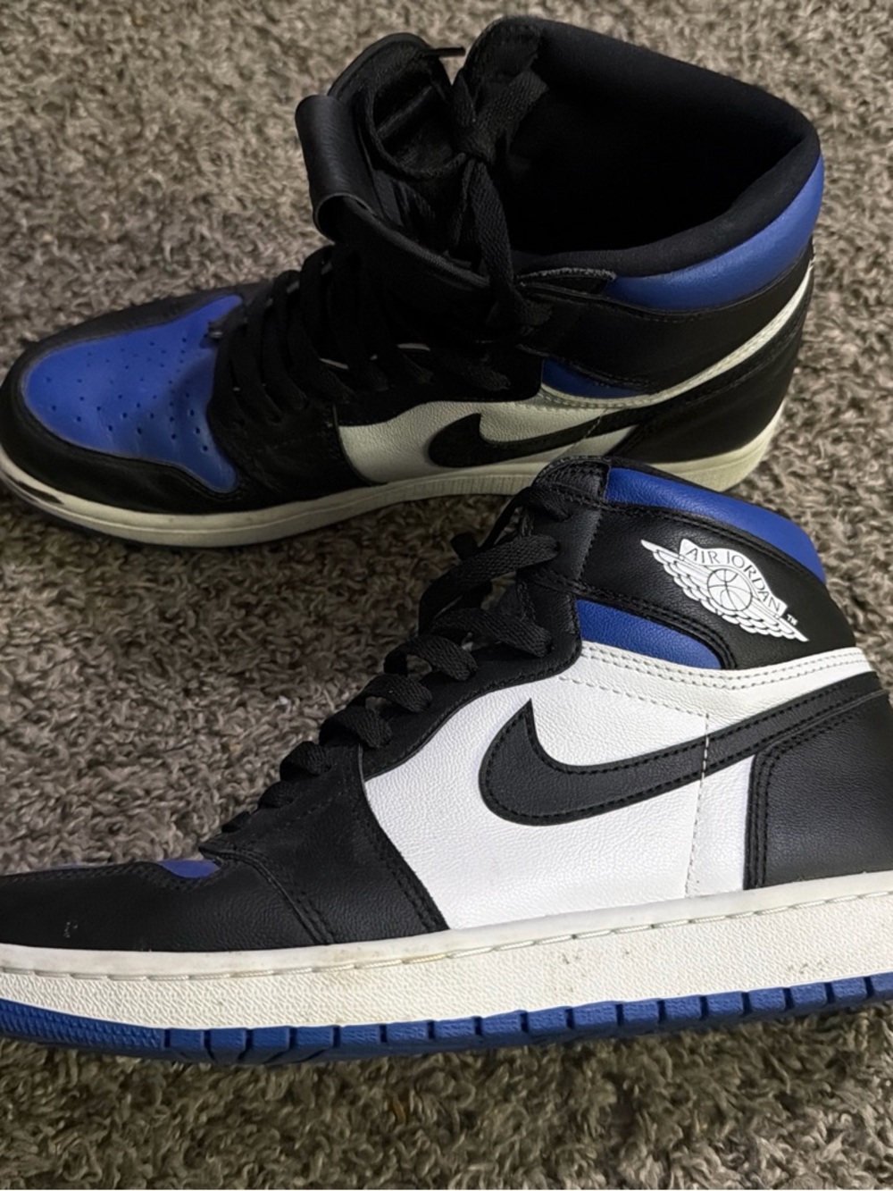 Jordan 1 Blue Men's High-Top Sneakers Black White Blue